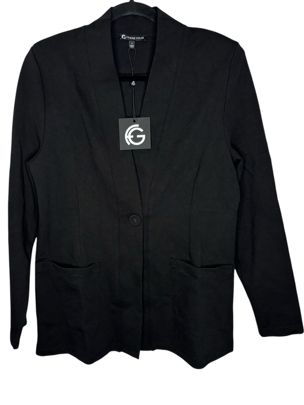New Franne Golde The Perfect Ponte Blazer Black Small Sophisticated Academia